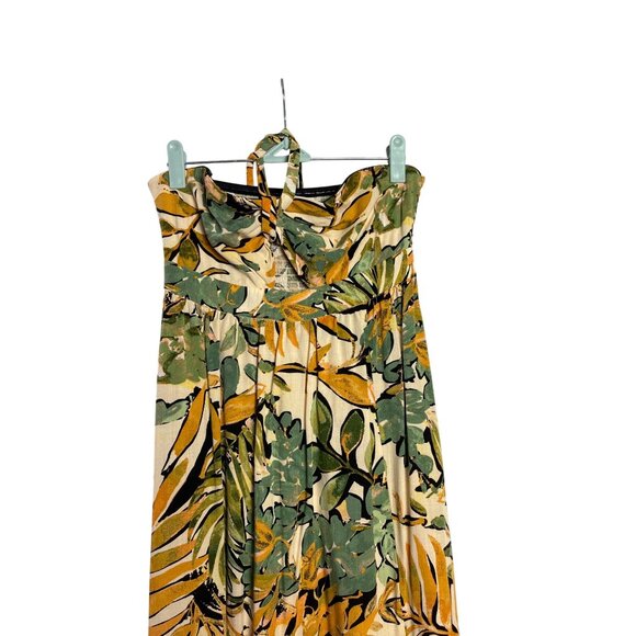 Rewind Halter Maxi Dress Size XS Tropical Abstract Floral Smocked Back - Picture 2 of 7